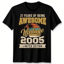 21st Birthday Vintage Unisex T Shirt 2005 Limited Edition Retro Gift Party - Black - View 1