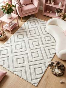 1 pieza Alfombra gris con patrón geométrico 3D, estilo minimalista, sensación premium, alfombra engrosada, alfombra gruesa, alfombra de felpa, alfombra de otoño/invierno, alfombra engrosada, alfombra decorativa, decoración de dormitorio, alfombra pequeña, alfombra, decoración del hogar, alfombra de sala de estar, alfombra pequeña de sala de estar, alfombra de dormitorio, decoración del hogar de sala de estar, alfombra de exterior, alfombra lavable - Multicolor - Ver 6