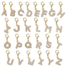 1 Set 26pcs A-Z Rhinestone Letter Charms, English Alphabet Pendants With Lobster Clasp For Bracelet Necklace Keychain DIY Jewelry Making - A-z Rhinestone Letter Charms Set - View 7