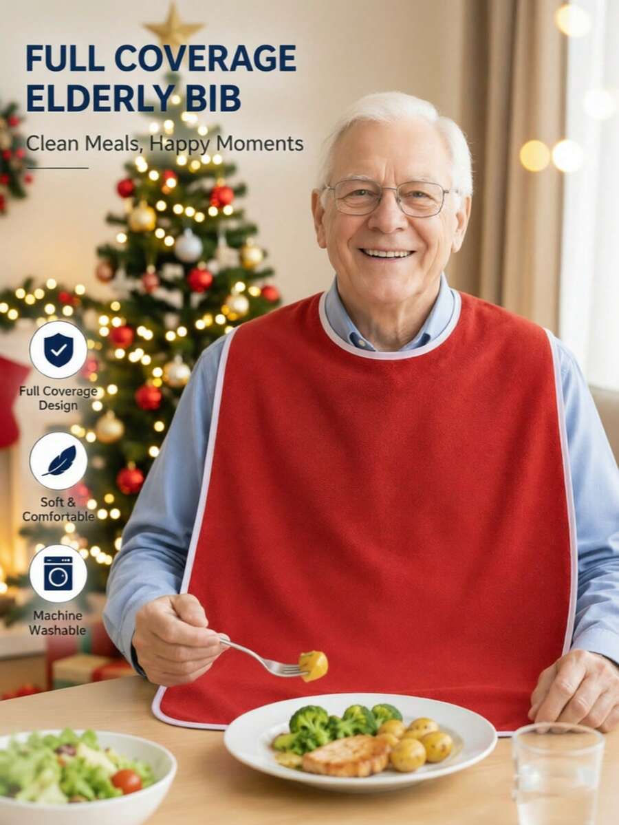Unisex Adult Bib For Eating, Adjustable Senior Feeding Bib For Adults Elderly And Middle Aged Users, Comfortable Dining Bib For Daily Use - White Bib for Seniors - View 1