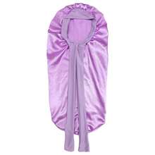 1pc Women's Long Satin Faux Silk Bow Sleep Cap, Large Braid Curly Hair Bonnet For Sleeping And Daily Beauty Use - Multicolor - View 14