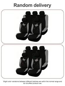 Butterfly Pattern Car Seat Covers Full Set – Universal Fit For SUV/Sedan/Van (5 Headrest Covers + 2 Front Seat Covers + 2 Rear Seat Covers) | Airbag Compatible, Stylish & Practical - Type a - View 10