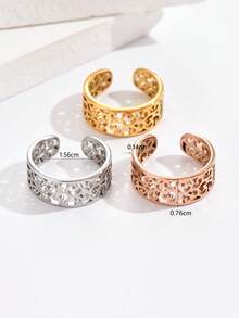 3pcs/1pc Elegant Bohemian Hollow Adjustable Wide Opening Toe Rings, Silver/Gold/Rose Gold Stainless Steel Women's Toe Rings, Suitable For Daily, Holiday, Beach Vacation Outfit Accessories - Toe Ring - View 7