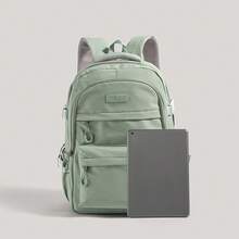 Large-Capacity Solid-Color Men's Backpack, Fashionable And Simple Travel Bag, Suitable For Casual Use, Japanese Style,Academic Style,Commuter Backpack - Green - View 4
