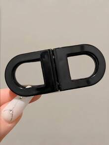 2 piezas de pinzas para el cabello con forma de doble D hueca, garras magnéticas de acrílico en negro puro y estampado de leopardo, accesorios minimalistas vintage para media coleta, adecuados para el uso diario en la oficina de las mujeres - Multicolor - Ver 3