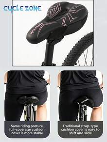 Bicycle Seat Silicone Cushion Cover With Double Hook And Loop Fastener, Stable And Non-Slip, Universal For Mountain And Road Bikes, Soft Saddle For Long-Distance Commuting And Cycling, Comfortable For Long Rides, Outdoor Cycling Accessory, Silicone + Memory Foam Filling, Hollow Breathable, Anti-Slip Bottom - Multicolor - View 4