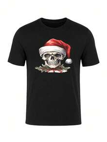 Men Urban Casual Print T-Shirt Classic Crew Neck Tee - 黑色 - 查看 1