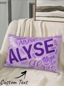 1pc Customizable Name Printed Soft Pillowcase, Personalized Name Striped Background Color Decorative Throw Pillow Cover, Suitable For Christmas, Valentine's Day, Father's Day, Mother's Day, Wedding, Holidays, Couple Room Decor, Custom Pillowcase, Gift For Loved Ones, No Pillow Insert, Durable, Breathable, Lightweight, Washable, Cute, Warm, Soft, Comfortable, Minimalist, Customized, Personalized, Unique, Him, Her, Boyfriend, Girlfriend, Dad, Mom, Family, Friends, Bed, Car, Bedroom, Tea Room, Living Room, Sofa, Fall Decor - Multicolor - View 12