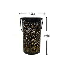 1pc Vintage Floral Hollow Solar Lantern, Portable Handle Metal Solar Projection Light, Garden Tabletop Decor Hanging Lamp - Large Peony Lantern - View 5