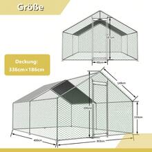3x4x2m Outdoor With Lock And Waterproof PE Fabric, Metal Outdoor Chickens, Rabbits And Other Small Animals - Grey - View 7