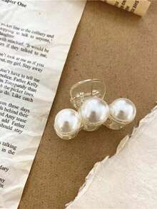 1pc Elegant Cute Faux Pearl Side Bangs & Back Hair Clip, Suitable For Students And Women, For Summer & Winter, Halloween Hair Accessory Headpiece Gift, Summer Travel Beach Vacation Hair Claw - Regular Model - View 4