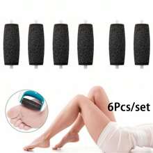 4/6件裝 Scholls Velvet Smooth 電動足部磨腳器替換滾輪頭，適用於 Pedi 皮膚去除器 - 黑色 - 查看 1