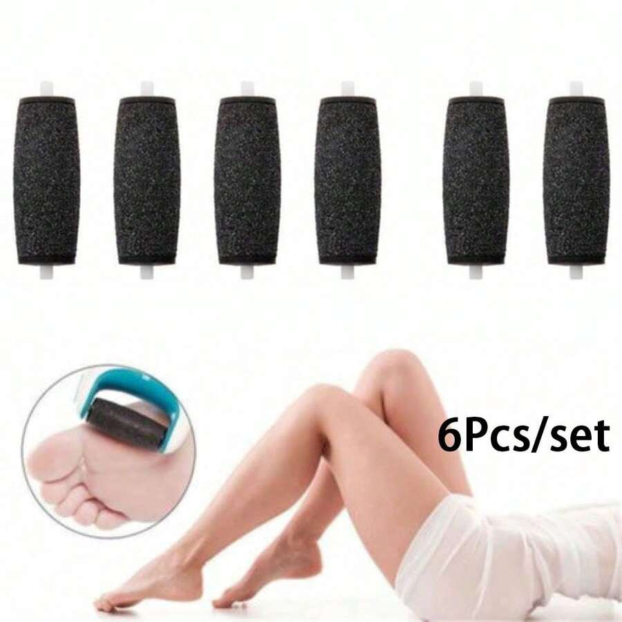 4/6件裝 Scholls Velvet Smooth 電動足部磨腳器替換滾輪頭,適用於 Pedi 皮膚去除器 - 黑色 - 查看 1