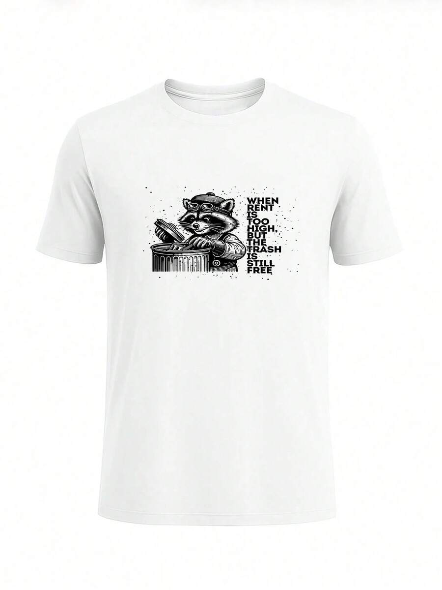 Men Modern Line Print T-Shirt Soft Cotton Tee - 白色 - 查看 1