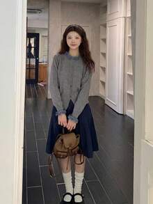 Cardigan Rajut Manis & Imut dengan Kerah dan Manset Berenda - Grey - View 6