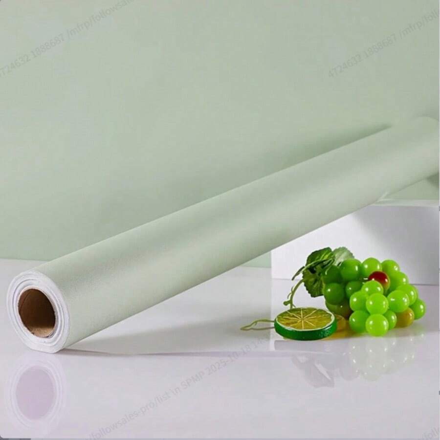 1 Roll Light Green Refrigerator Pattern Wallpaper - Self-Adhesive Vinyl Sticker, Suitable For Kitchen Cabinets, Bedrooms, Living Rooms, Etc. - Easy To Tear And Stick Furniture Film, Random Pattern Splicing, Kitchen Wallpaper, Room Decoration - Fresh Green - View 1