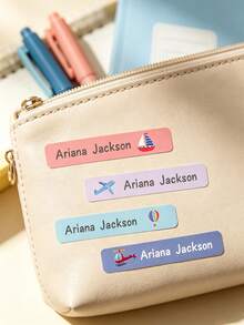 Pegatinas de nombre personalizadas, pegatinas autoadhesivas impermeables con texto personalizable, etiquetas de decoración para botellas de agua y equipaje, pegatinas de etiqueta de nombre personalizadas, autoadhesivas impermeables minimalistas de colores, pegatinas de decoración de equipaje, pegatinas de texto exclusivas personalizadas, nombre personalizable, autoadhesivas impermeables y resistentes al desgaste, pegatinas de etiqueta de decoración multiusos. - Multicolor - Ver 3
