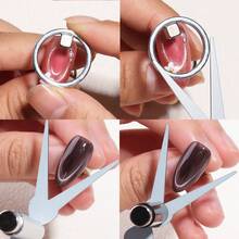 Juego de imanes para arte de uñas de ojo de gato de doble cabeza con anillo hueco francés, imán de ojo de gato 3D fuerte para esmalte de gel de arte de uñas DIY, efecto en forma de V, herramienta magnética de manicura, efecto de agujero negro rápido para principiantes de arte de uñas magnético - Multicolor - Ver 5