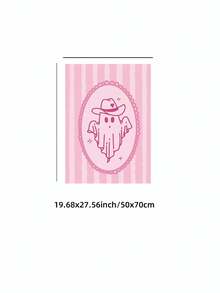 1pc Frameless Pink Halloween Ghost Cowgirl Art Canvas Poster Print, Cute Spooky Western Decor For Bedroom, Living Room, Apartment, Dorm, Kitchen, Room Decor Bedroom, Prints For Wall, Vintage Decor & Best Gift Choice - Cartoon - View 12