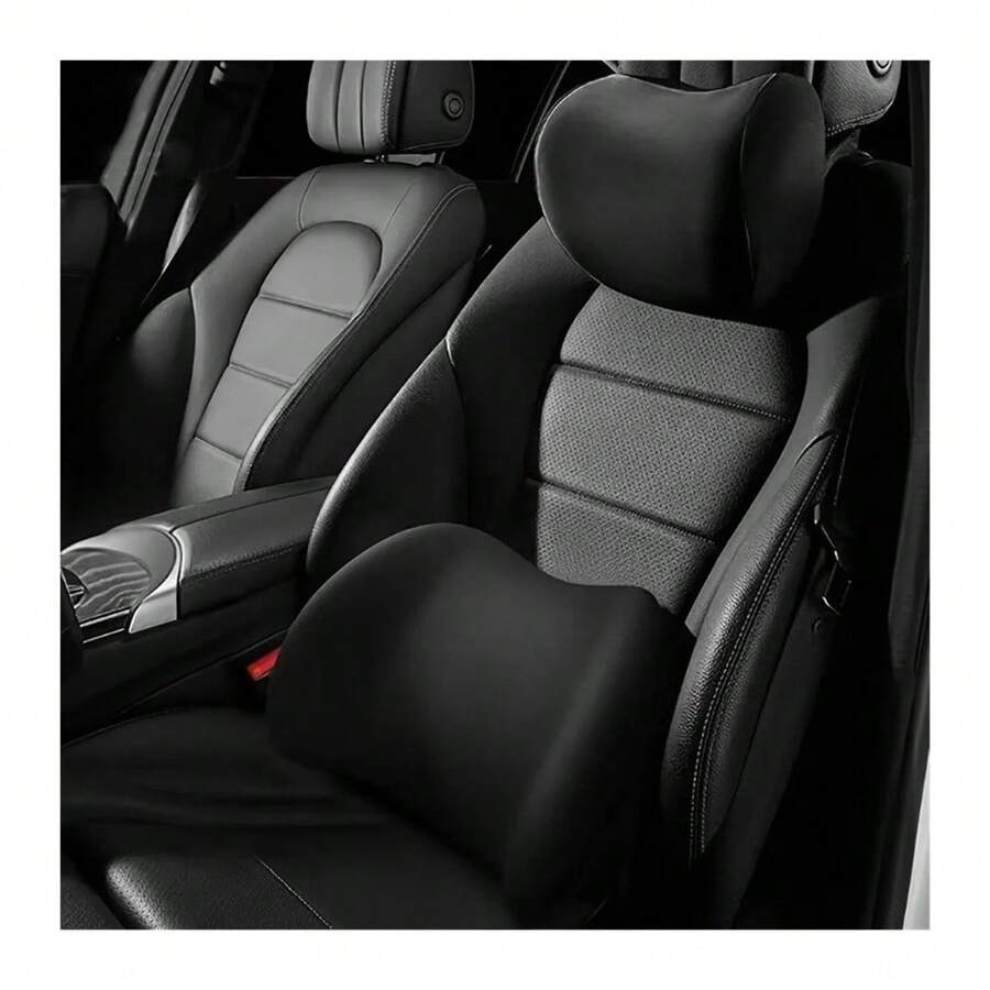 Fit For Car Neck Pillow And Waist Cushion - Soft Seat Headrest Support For Comfortable Driving - Hb-black Waist 1pc - View 1