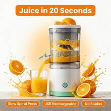 TazTir Electric Citrus Juicer Wireless USB Rechargeable Automatic Orange Lemon Squeezer, Bladeless Mini Fruit Juice Press, Fast 20s Extraction, Easy Clean, Portable For Home Office Travel - Mint Green - View 1