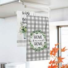 2/4/48pcs Eucalyptus Plant Pattern Printed Kitchen Towels - Super Soft, Highly Absorbent Polyester Dish And Hand Towels, Perfect For Holiday Decor, Kitchen Decor, Party Decor. - Multicolor - View 3