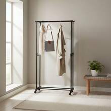 KIWI MOBLEKIT | Free-Standing And Expandable Clothes Racks In Metal And Wood, Clothing With Adjustable Options, With Wheels Or Shelves, Organizers For Bedroom, Entryway And Home - 碳80x43x90-160釐米 - 查看 4
