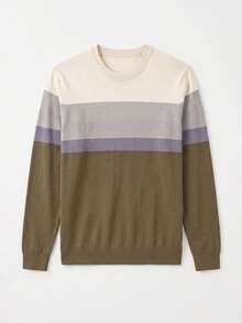 GRDR 1 chiếc áo len dệt kim phối màu nam phong cách thường ngày, mùa thu/đông - Màu xanh Ô liu - Xem 7