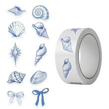 500PCS/Roll Ocean Sealing Sticker Blue Roll Decal DIY Luggage Phone Guitar Scrapbook Party Gifts School Supplies - 1 Set - View 2
