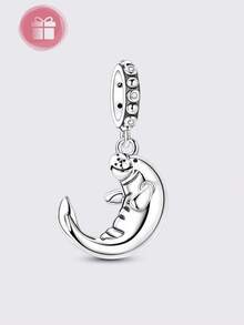 1pc Silver-Plated Ocean Pendant With Openable Clasp Design, Cute Octopus, Narwhal, Manatee Charm, Suitable For Original Brand Bracelet Necklace DIY Matching For Daily Wear And Party - Silver - View 6