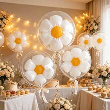 10pcs 18-Inch Bobo Ball Daisy Foil Balloon Set, Suitable For Birthday, Wedding, Baby Shower And Party Photo Booth Decoration - View 2