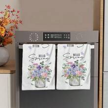 2/4/48pcs Spring Vase Watercolor Floral Print Kitchen Towels - Ultra Soft, Absorbent Polyester Dishcloths And Hand Towels, Perfect For Holiday Decor, Kitchen Decor, Party Decor - Multicolor - View 8
