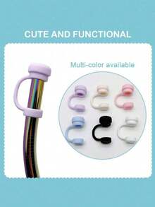 6pcs/2pcs Reusable Silicone Straw Caps, Compatible With Stanley Cups, Anti-Spill Anti-Leak Anti-Splash Anti-Dust Straw Covers, Suitable For Back To School Season - Multicolor - View 7