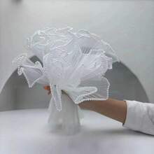 1pc 28cm*4m Beige Pleated Gauze Floral Wrapping Paper, Pearl Wave Mesh, Luxury Pearl Decor, Suitable For Wedding, Dessert Table, Chair Back Decoration, Cake Trim Gauze, Gift Box Wrapping, Party, Photo Backdrop, Table Runner Decor, Wedding Decoration, Wedding, Gift Bag, Wrapping Paper, Gift Box, Ribbon, Gender Reveal Decor, Engagement Party, Christmas Wrapping Paper, Bride - Mixed Colors - View 6