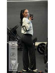 1pc Women's Fashion Sports Pants - High Waist Design, Slim Fit, Loose And Comfortable, Suitable For Fitness, Office, Gym, Yoga And Daily Wear, Black - Black - View 6