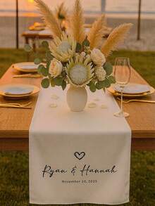 Customized Wedding Welcome Banner, Wedding Tablecloth, Personalized Linen Striped Bar Event Sign, Bar Event Banner, Customizable Name - Multicolor - View 6
