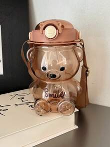 BENNY Bouteille d'eau à paille de grande capacité 1000 ml, tasse à gros ventre en matériau PC avec ours de dessin animé 3D mignon, étanche, avec poignée et sangle bandoulière, convient aux femmes, enfants, filles, étudiants, jeunes femmes, bouteille d'eau de sport portable en plastique avec impression de sourire de célébrité Internet dopamine ; populaire pour la course en plein air, le fitness, le camping, le pique-nique, la plage, les voyages d'été, les camps d'été, la randonnée, l'escalade, les festivals de musique ; Saint-Valentin, Carnaval, Pâques, Festival, Fête des Mères, Fête des Enfants, Saison des Remises de Diplômes, Vacances d'Été, Rentrée Scolaire, Halloween, Thanksgiving, Noël, Réveillon du Nouvel An, Jour de l'An, Fête des Vacances, Cadeau Portable - Multicolore - Voir 12
