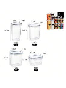 Multiple-Piece Set Of Airtight Plastic Storage Containers, Visible, Moisture-Proof And Leak-Proof Kitchen Dry Food Storage Boxes, Large Capacity Household Oatmeal, Nut, And Pasta Sorting And Labeling Airtight Container Set. - View 15