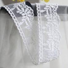 1/5碼 3.5cm寬 優雅花卉刺繡蕾絲飾邊緞帶，柔軟網布波浪邊蕾絲邊飾，適用縫紉DIY手工、婚紗面紗內衣娃娃衣窗簾下擺裝飾，復古風布料飾邊配件 - 多色F - 查看 6