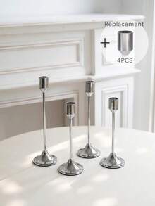 1 Conjunto de Castiçais Prateados Franceses, 3 Peças Suportes para Velas Cônicas, Castiçais Decorativos Modernos Dourados e Pretos, Adequados para Mesa de Jantar, Lareira, Casamento, Jantar, Festa, Natal, Decoração de Aniversário (Velas Não Incluídas) - Clássico - Visão 11