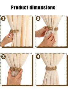 Set Of 2 Living Room Curtain Tiebacks – Hand-Woven Jute Rope Curtain Holdbacks - Hemp Rope - View 6