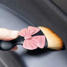 Highly Attractive Car Cleaning Small Brush, Pink Bow Creative Decoration, Soft Bristles Won't Damage Car Paint And Interior, Efficiently Cleans Small Gaps In Car, Essential Cleaning Item For Women's Cars - Pink Bow Cleaning Brush - View 2