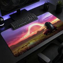 Vintage Pickup Truck Vortex Sunset Grassland Large Gaming Desk Mat, Purple Pink Dreamy Sky Landscape Print Non-Slip Rubber Extended Mouse Pad, Waterproof Long Keyboard Pad, Gaming Computer Desktop Decoration - View 2
