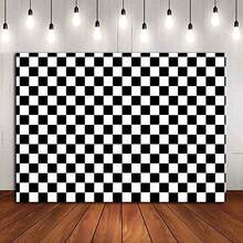 Black And White Checkered Birthday Party Decoration Backdrop Banner - Theme Party - Perfect Decoration - Bedroom Tapestry - Photo Background - Photography Prop - Multicolor - View 8