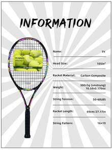 SALYWEE Professional Balanced Tennis Racquet, 105 Sq.In. Oversize Head, Lightweight Carbon Fiber One-Piece Molding, 16x19 String Pattern For Power & Spin, Ideal For Training, Adults, Men & Women, Beginner Sports Equipment - Multicolor - View 10