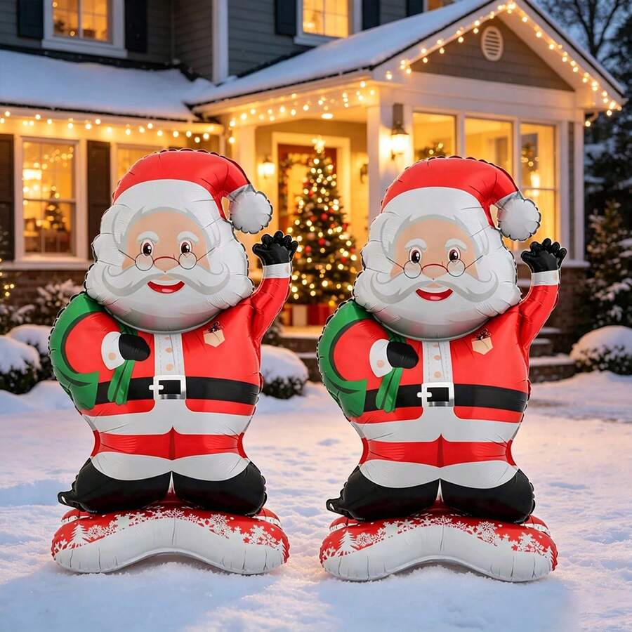 1/2pcs Christmas Standing Santa Claus Foil Balloon Indoor Holiday Scene Decoration Balloon - Multicolor - View 1