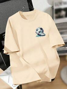 Tween Boy Casual Fun Graphic Print Crew Neck Pullover Short Sleeve T-Shirt Summer Top - Apricot - View 4