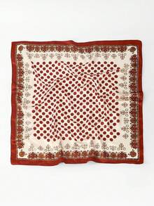 1PC Women's Minimalist Polka Dot Print 90cm Square Scarf, Fashion Paisley Pattern Accent, 2026 New Bandana, Versatile Waist Belt, Bag Accessory, Ribbon, Headscarf, Headpiece, Fashion Scarf - Red - View 5