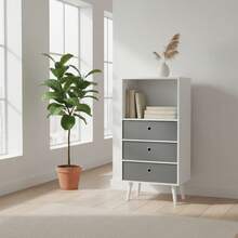 Libreria a 4 ripiani 45x29x95 cm, bianca e grigia