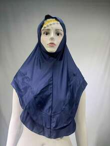 1pc Solid Color Premium Cup-Shaped Hijab With Chin Coverage, Amira Slip-On Islamic Headscarf, Hot-Selling Prayer Cap Casual Style - Multicolor - View 10